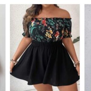 Black Floral Off-Shoulder Romper